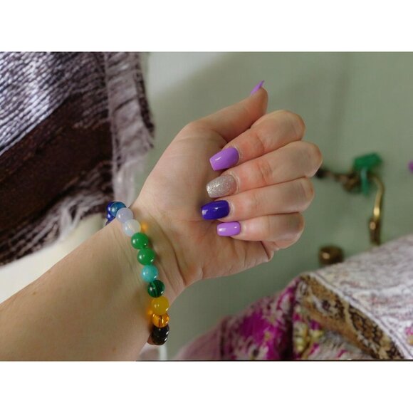 Rainbow Chakra Healing Beaded Bracelet Multi-Colored Unisex Reiki Energy Spiritu - Picture 9 of 11